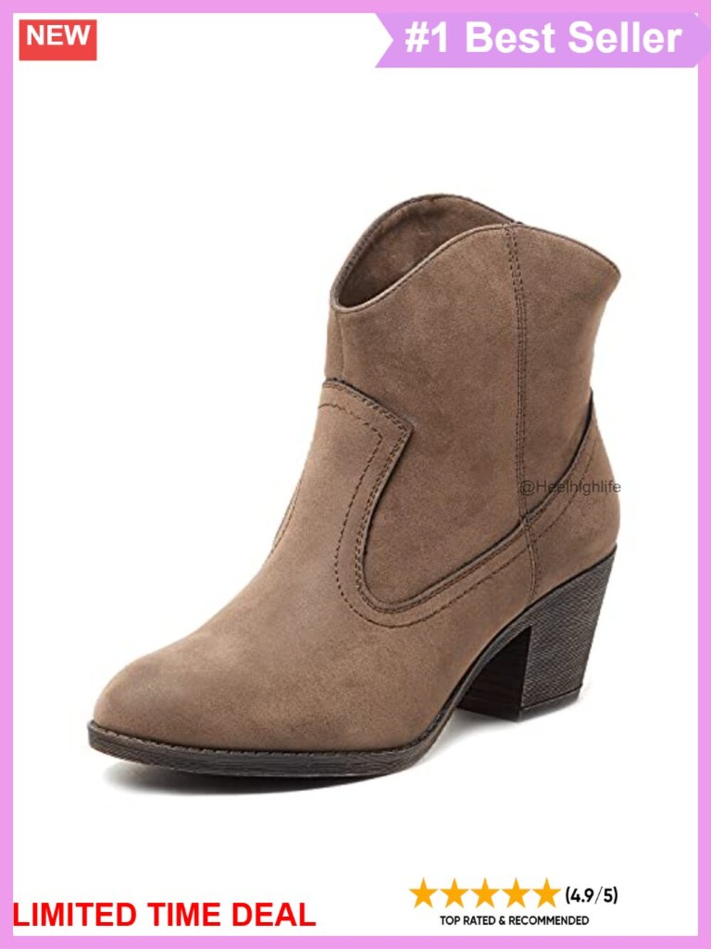 Faux Leather Western Ankle Booties with Embroidery & Block Heel